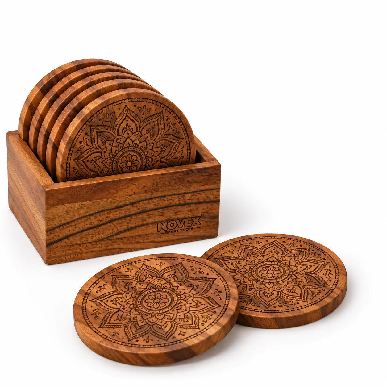 Engraved Wooden Coaster Set — 6 Pcs - view 2